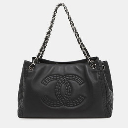 Chanel: Чёрная сумка-шоппер 