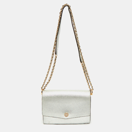 Tory Burch: Серебристая сумка  Robinson