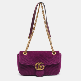 Gucci: Фиолетовая сумка  GG Marmont