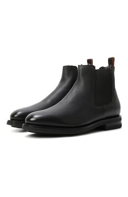 Santoni: Чёрные ботинки 