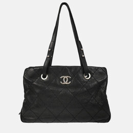 Chanel: Чёрная сумка-шоппер 