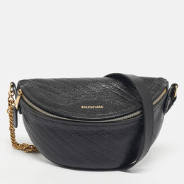 Balenciaga: Чёрная поясная сумка 