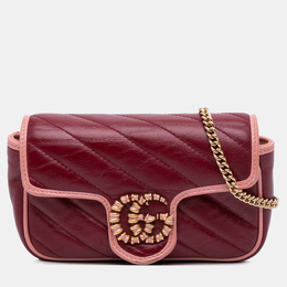 Gucci: Розовая сумка через плечо  GG Marmont
