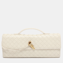 Bottega Veneta: Белый клатч  Intrecciato