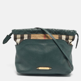 Burberry: Зелёная сумка через плечо  House Check