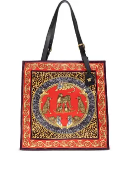 Versace: Сумка-шоппер  Baroque с животным принтом