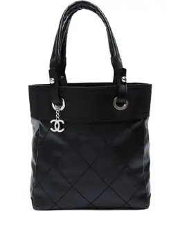 CHANEL Pre-Owned: Чёрная сумка-шоппер 