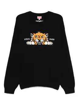 Kenzo: Чёрный свитер  Tiger