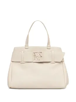 Armani Exchange: Белая сумка-шоппер 