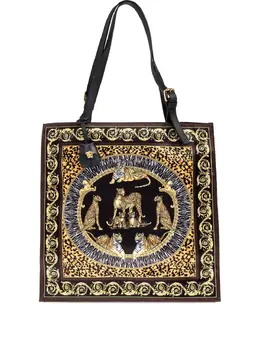 Versace: Сумка-шоппер  Baroque с животным принтом