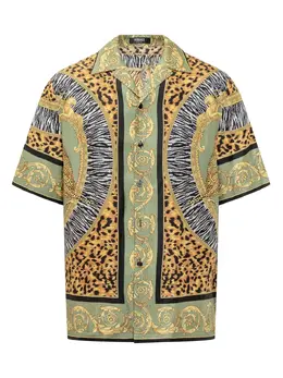Versace: Рубашка с леопардовым принтом 