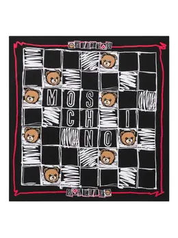 Moschino: Шарф  Teddy Bear с принтом