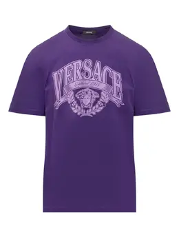 Versace: Фиолетовая футболка  Medusa
