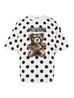 Moschino: Футболка  Teddy Bear в горошек