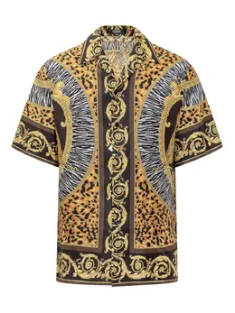 Versace: Рубашка с леопардовым принтом 