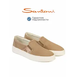 Santoni: Бежевые мокасины 