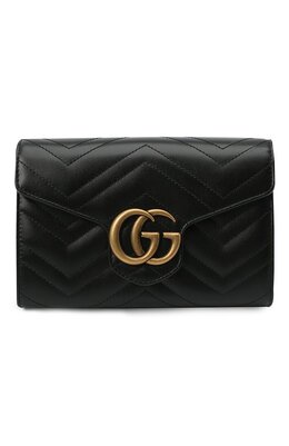 Gucci: Чёрная сумка  GG Marmont