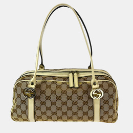 Gucci: Бежевая сумка-шоппер  GG