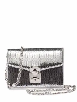 Miu Miu: Серебристая сумка 