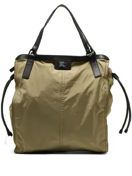 Burberry Pre-Owned: Сумка-шоппер цвета хаки 