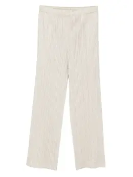 Pleats Please Issey Miyake: Бежевые брюки 