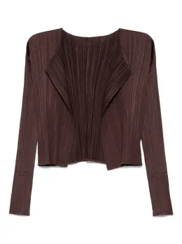 Pleats Please Issey Miyake: Коричневый кардиган 