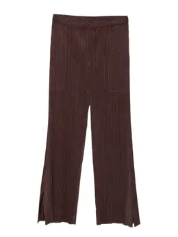 Pleats Please Issey Miyake: Коричневые брюки 