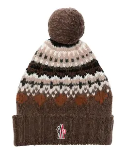Moncler Grenoble: Коричневая шапка 