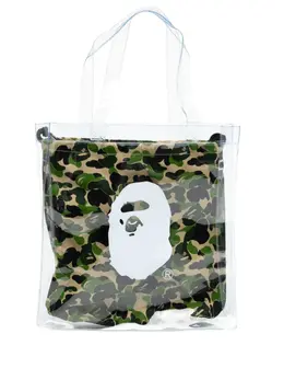 A BATHING APE®: Сумка-шоппер цвета хаки 