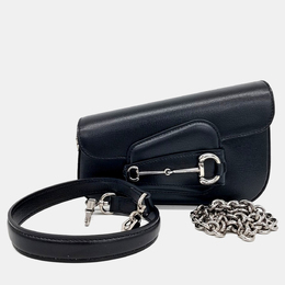 Gucci: Чёрная сумка  Horsebit 1955