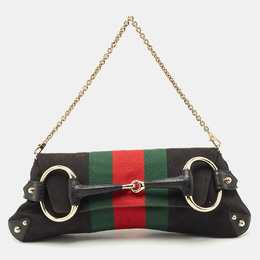 Gucci: Чёрный клатч  Horsebit Chain