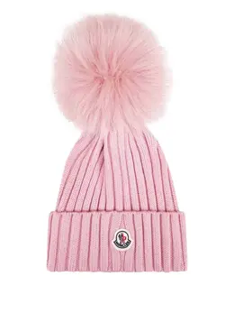 Moncler: Розовая шапка 