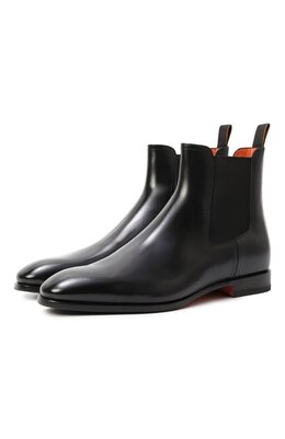 Santoni: Чёрные ботинки 