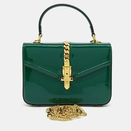 Gucci: Зелёная сумка на руку  Sylvie 1969