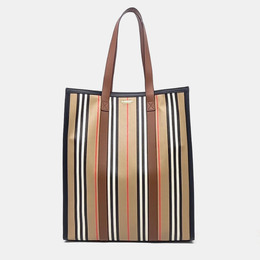 Burberry: Бежевая сумка-шоппер  Icon Stripe