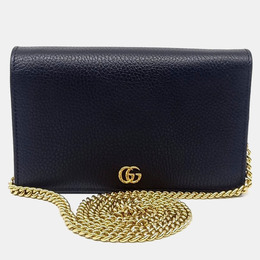 Gucci: Чёрная сумка через плечо  GG Marmont