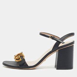 Gucci: Чёрные сандалии  GG Marmont