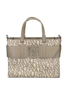 Armani Exchange: Коричневая сумка-шоппер 