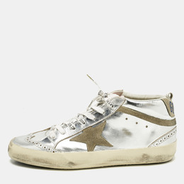 Golden Goose: Серебристые кроссовки  Mid Star