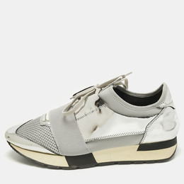 Balenciaga: Серебристые кроссовки  Race Runner