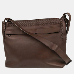 Bottega Veneta: Коричневая сумка через плечо  Intrecciato