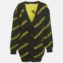 Balenciaga: Чёрный кардиган 