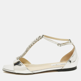 Jimmy Choo: Серебристые сандалии  Bella