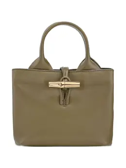 Longchamp: Зелёная сумка  Roseau