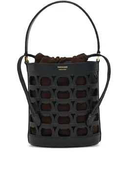 Ferragamo: Чёрная сумка  Gancini