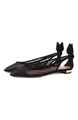 Aquazzura: Чёрные балетки  Bow Tie