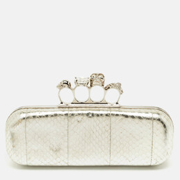 Alexander McQueen: Серебристый клатч  Knuckle