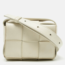 Bottega Veneta: Белая сумка через плечо  Intrecciato