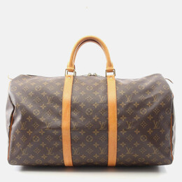 Louis Vuitton: Коричневая спортивная сумка  Keepall 50