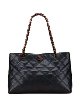 CHANEL Pre-Owned: Чёрная сумка-шоппер 